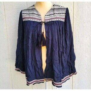 H&M embroidered boho western open front cardigan wmns sz 8